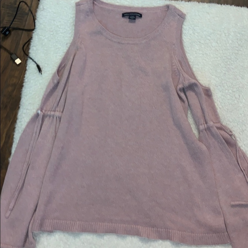 American Eagle Pink Cold Shoulder Sweater